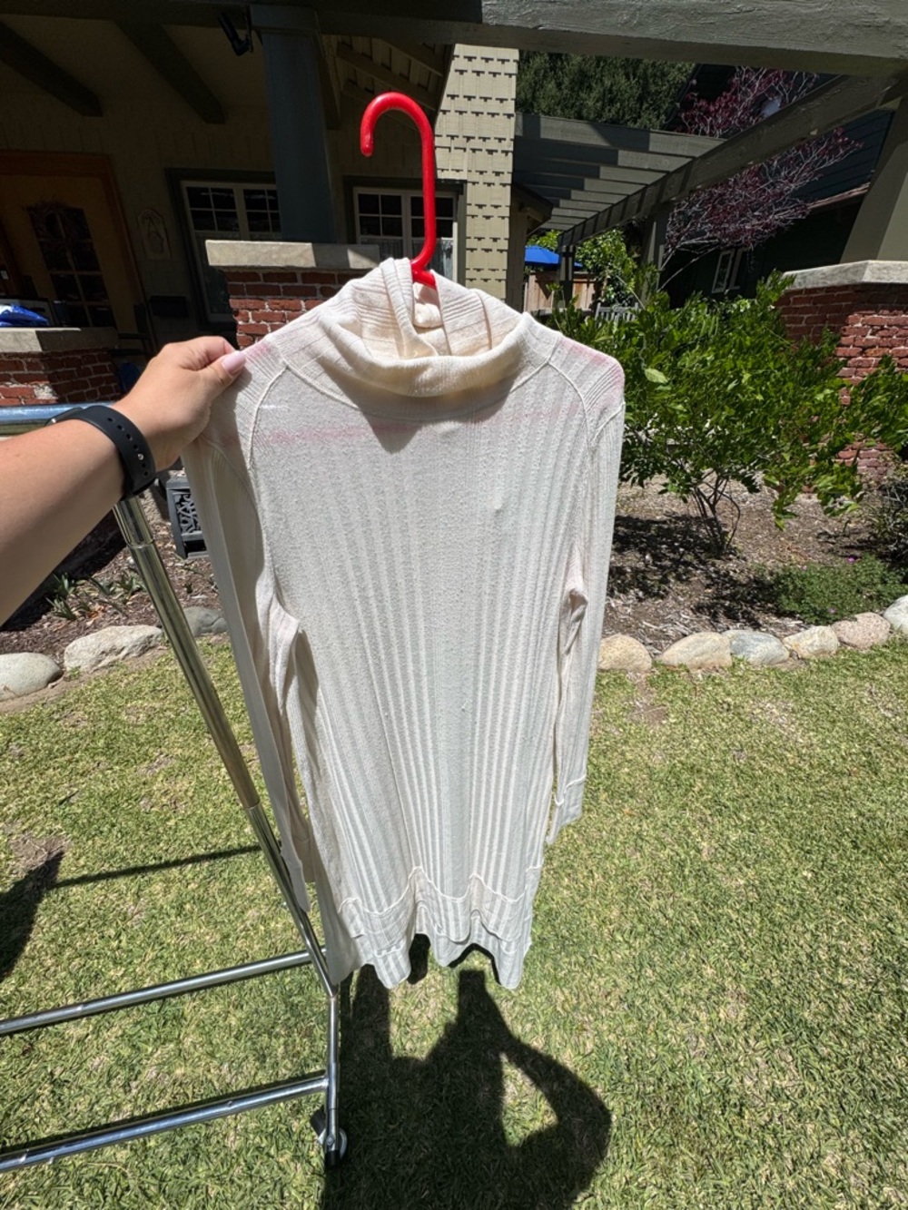 Free People Light Cream Ribbed Turtleneck Sweater Dress- Women